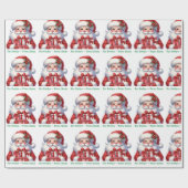 Cute Santa Claus Add Child's Name Christmas Roll Cadeaupapier (Vlak)