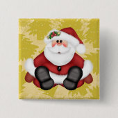 Cute Santa Claus Button met kerstbomen (Voorkant)