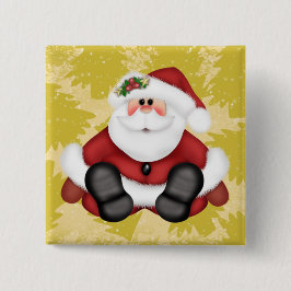 Cute Santa Claus Button met kerstbomen