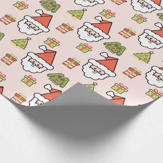 Cute Santa Claus Cadeaupapier (Hoek)