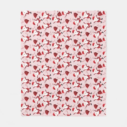 Cute Santa Claus Candy Cane Pattern Red Fleece Deken (Voorkant)