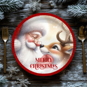 Cute Santa Claus Cartoon Holiday Party Paper Plate Papieren Bordje