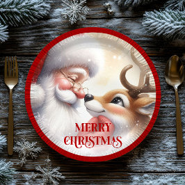 Cute Santa Claus Cartoon Holiday Party Paper Plate Papieren Bordje