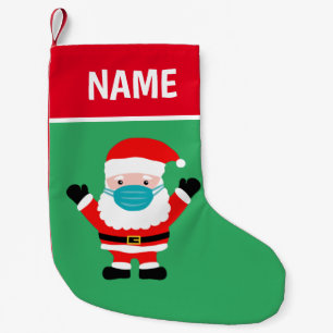 Cute Santa Claus-cartoon met blauw gelaatmasker Kleine Kerstsok