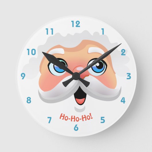 Cute Santa Claus Cartoon Ronde Klok (Voorkant)