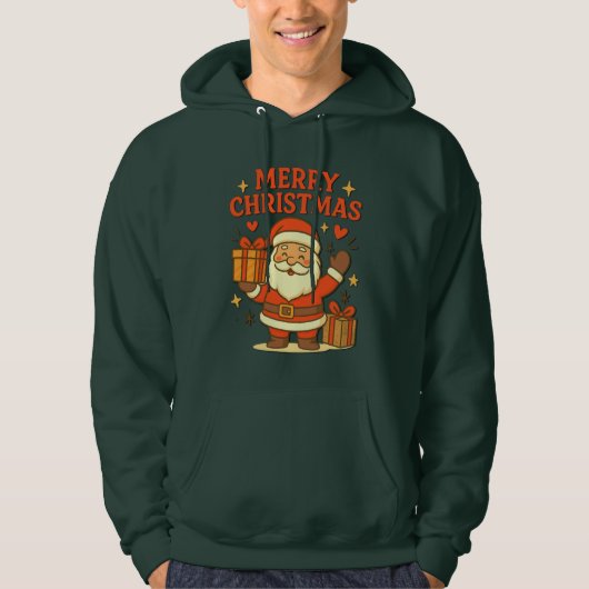Cute Santa Claus Christmas Art – Merry Christmas Hoodie (Voorkant)