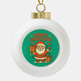 Cute Santa Claus Christmas Art –  Merry Christmas Keramische Bal Ornament