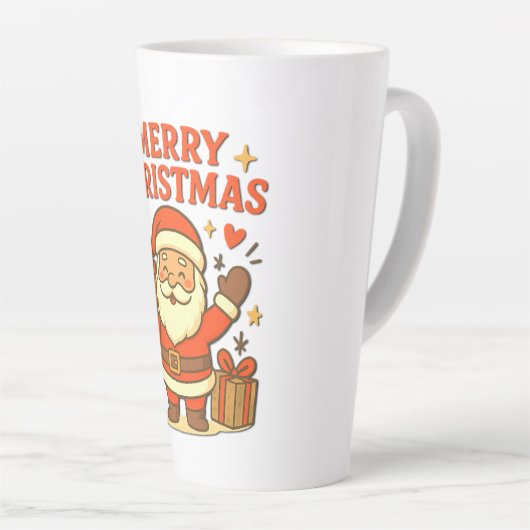  Cute Santa Claus Christmas Art –  Merry Christmas Latte Mok (Rechterhoek)