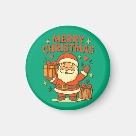 Cute Santa Claus Christmas Art – Merry Christmas Magneet (Voorkant)