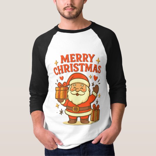 Cute Santa Claus Christmas Art – Merry Christmas T-shirt (Voorkant)