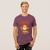 Cute Santa Claus Christmas Art – Merry Christmas Tri-Blend Shirt (Voorkant volledig)
