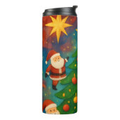 Cute Santa Claus Christmas Tree Illustration Thermosbeker (Gedraaid links)