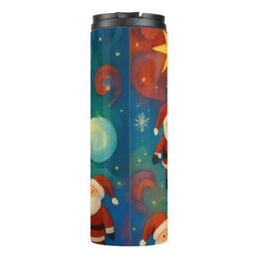 Cute Santa Claus Christmas Tree Illustration Thermosbeker (Achterkant)