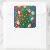 Cute Santa Claus Christmas Tree Illustration Vierkante Sticker (Tas)