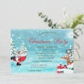 Cute Santa Claus, Deer Kerstman Kaart (Staand voorkant)