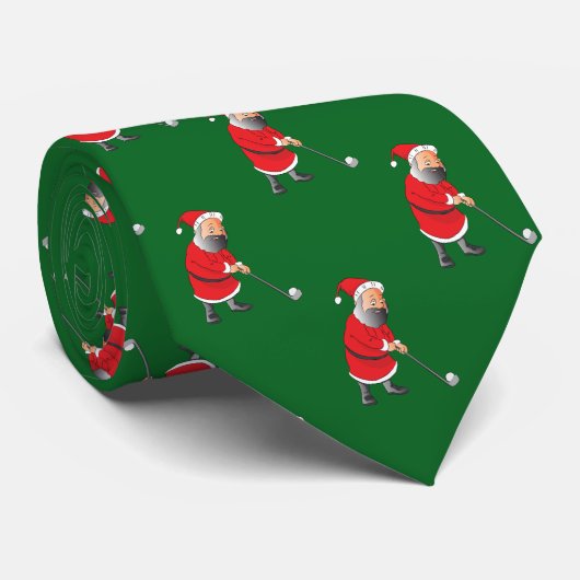 Cute Santa Claus die Golf Green Holiday speelt Stropdas (Opgerold)