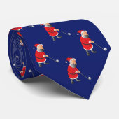 Cute Santa Claus die Golf Royal Blue Holiday speel Stropdas (Opgerold)