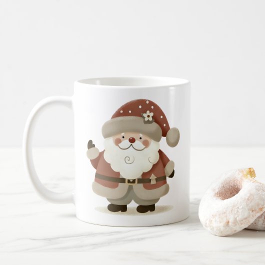 Cute Santa Claus & Drawing Christmas Koffiemok (Met donut)