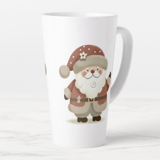 Cute Santa Claus & Drawing Christmas Latte Mok (Rechterhoek)