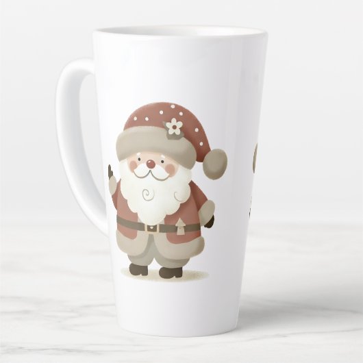 Cute Santa Claus & Drawing Christmas Latte Mok (Linkerhoek)