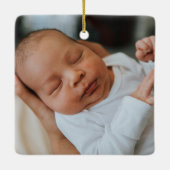 Cute Santa Claus Eerste Kerstmis Aangepaste Foto Keramisch Ornament (Achterkant)