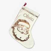 Cute Santa Claus Elegant Gold Ivory White Grote Kerstsok (Voorkant (Hangend))