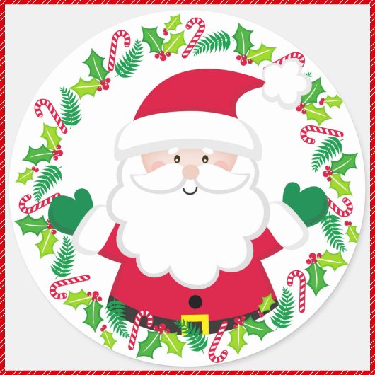 Cute Santa Claus en kerstmis envelop Ronde Sticker