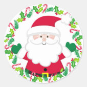 Cute Santa Claus en kerstmis envelop Ronde Sticker (Voorkant)