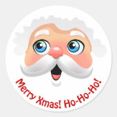 Cute Santa Claus Face Cartoon Ronde Sticker (Voorkant)