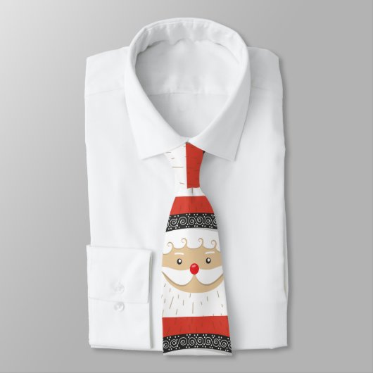 Cute Santa Claus Face Kerstmis Stropdas (Gebonden)