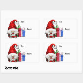 Cute Santa Claus Gnome Label met kerstcadeaus (Vel)