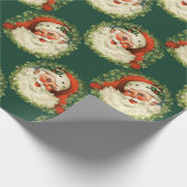 Cute Santa Claus Happy Face Kerstmis Cadeaupapier (Hoek)