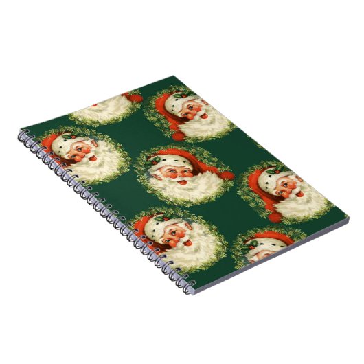 Cute Santa Claus Happy Face Kerstmis Notitieboek (Rechterzijde)