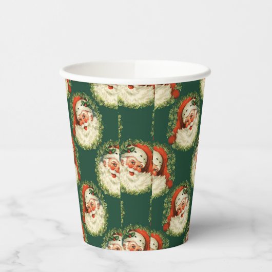 Cute Santa Claus Happy Face Kerstmis Papieren Bekers (Links)