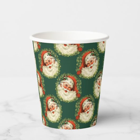 Cute Santa Claus Happy Face Kerstmis Papieren Bekers (Voorkant)