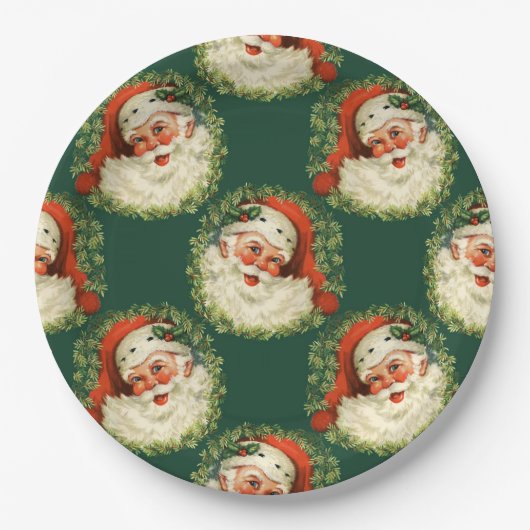 Cute Santa Claus Happy Face Kerstmis Papieren Bordje (Voorkant)