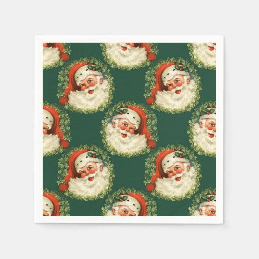 Cute Santa Claus Happy Face Kerstmis Servet (Voorkant)