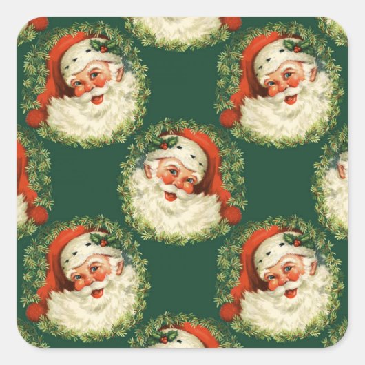 Cute Santa Claus Happy Face Kerstmis Vierkante Sticker (Voorkant)