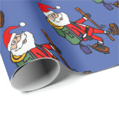 Cute Santa Claus Hiking-kerstCartoon Cadeaupapier (Rol Hoek)