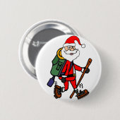 Cute Santa Claus Hiking-kerstCartoon Ronde Button 5,7 Cm (Voorkant /achterkant)