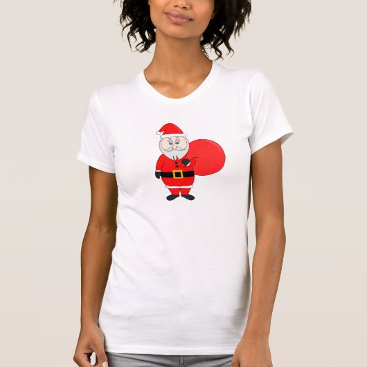 Cute Santa Claus Holding Bag of Gifts T-shirt (Voorkant)