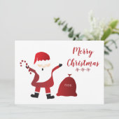 Cute Santa Claus Holding Candy Cane Red Kaart (Staand voorkant)