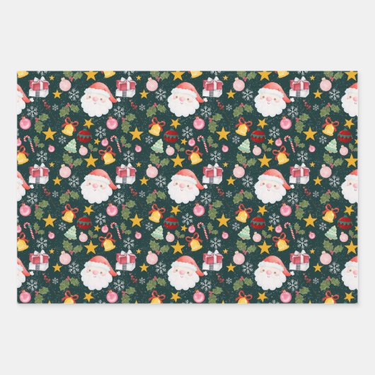 Cute Santa Claus Holiday Seamless Pattern Inpakpapier Vel (Voorkant)