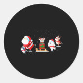 Cute Santa Claus Ice Skating With Friends - Family Ronde Sticker (Voorkant)