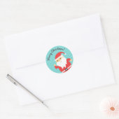 Cute Santa Claus Jolly and Merry Kerstmis Ronde Sticker (Envelop)