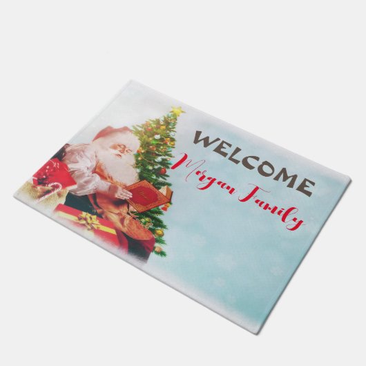 Cute Santa Claus, kerstboom Deurmat (Schuin)