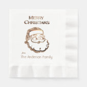 Cute Santa Claus kerstman Gold Glitter Servet (Voorkant)