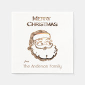 Cute Santa Claus kerstman Gold Glitter Servet (Voorkant)