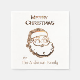 Cute Santa Claus kerstman Gold Glitter Servet