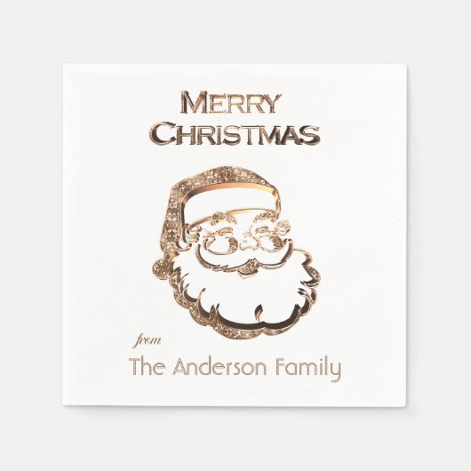 Cute Santa Claus kerstman Gold Glitter Servet (Voorkant)